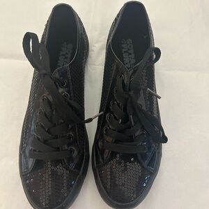 Gotta Flurt Black Sparkle Sneakers